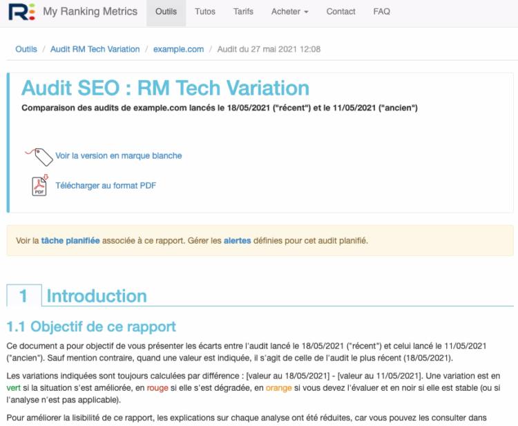 Haut d'un rapport RM Tech Variation
