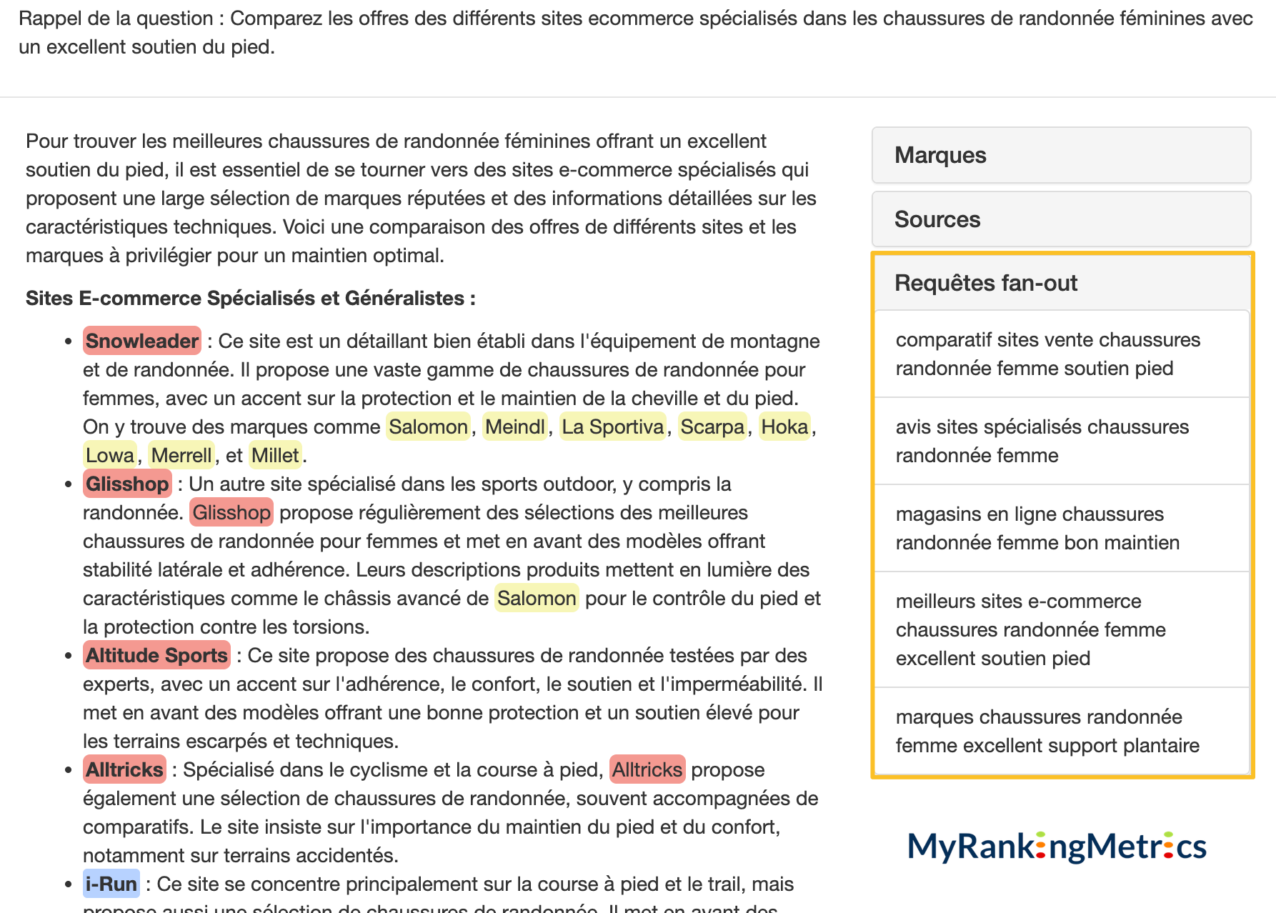 Liste des requêtes fan-out d'une réponse