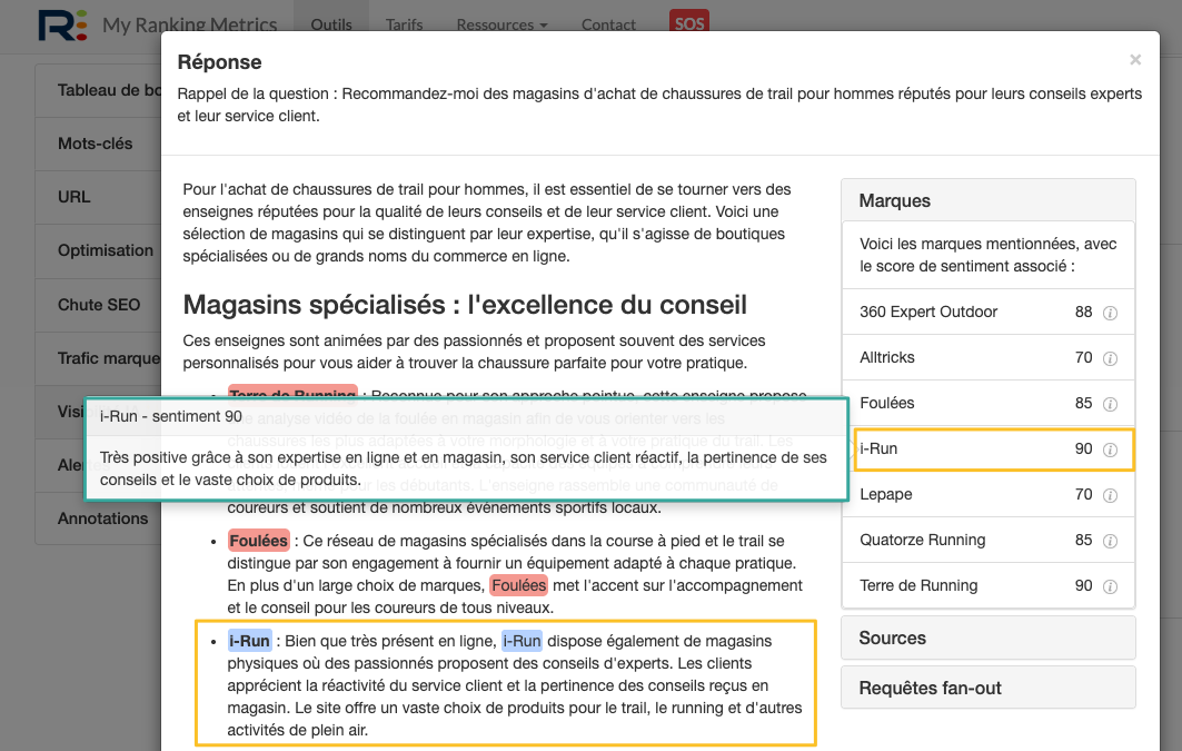 Détection des marques dans les réponses IA