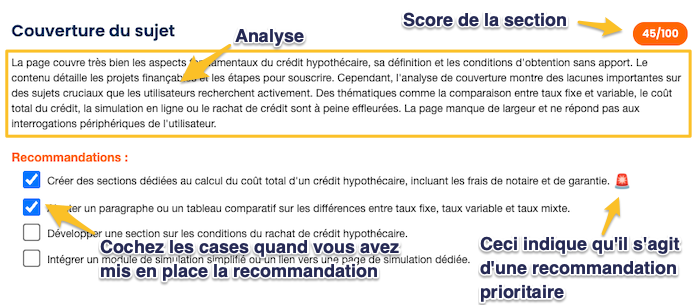 Recommandations d'optimisation par RM Console